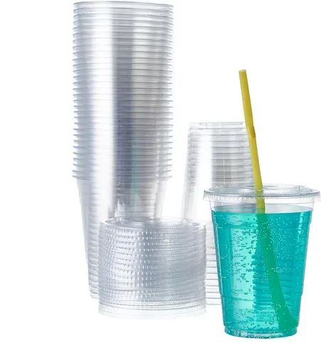 Vista 12 de FULING 100 juegos de vasos de plástico transparente de 16 onzas sin BPA, desechables