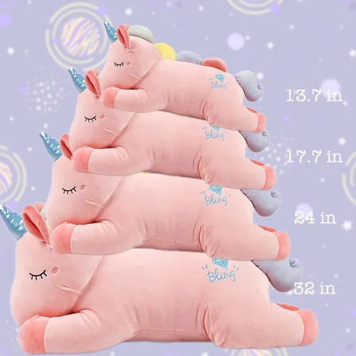 Vista 6 de ARELUX Lindo animal de peluche grande de 24 pulgadas: suave animal de peluche gigante para abrazar, decoración de habitación de unicornio grande