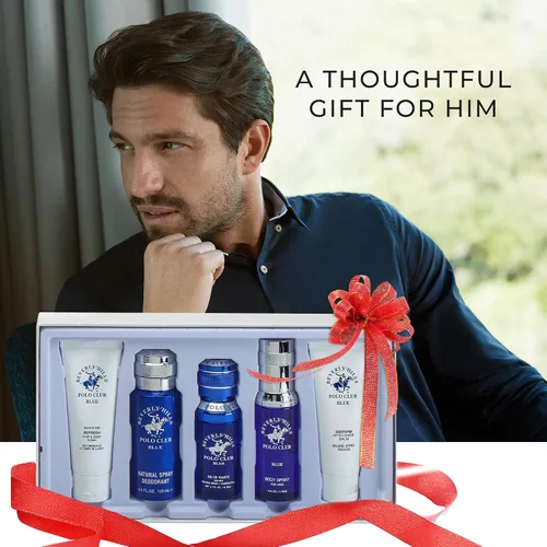 Vista 3 de Beverly Hills Polo Club BHPC Colonia Set de Regalo de 5 Piezas para Hombre Eau de Toillete, Desodorante, Gel de Ducha, Jabón Corporal, Fragancia