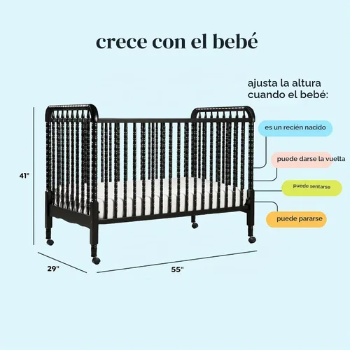 Vista 7 de DaVinci Jenny Lind - Cuna convertible 3 en 1, color ébano Converts to Toddler Bed & Daybed, 4 Adjustable Mattress Heights - Conversion Kit Sold