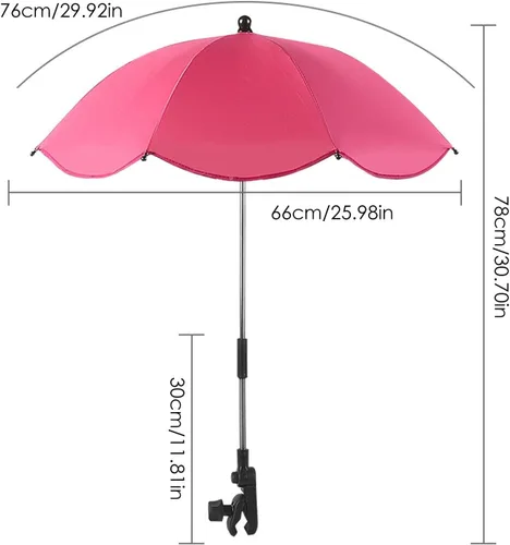 Vista 2 de ALASSE Cochecito paraguas para niños pequeños, cochecito de bebé con abrazadera ajustable, sombrilla para niños con protección UV, paraguas de 8