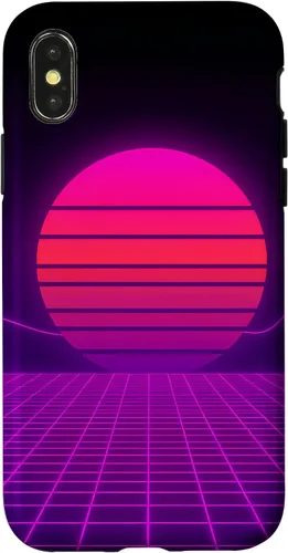 Vista 5 de Funda con diseño estético para iPhone 16 Retrowave Synthwave de los años 80 y 90