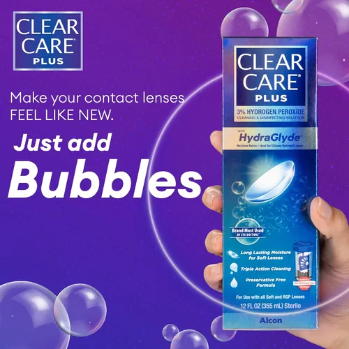 Vista 4 de CLEAR CARE PLUS Solución de lentes de contacto de limpieza y desinfección, 12 onzas líquidas