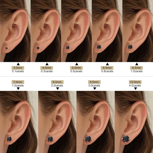 Vista 4 de Moissanite Stud Earrings Screw Back 3-10mm 0.2ct-8.0ct 18K White Yellow Rose Gold Plated S925 Sterling Silver Round Cut D Color VVS1 Lab Created