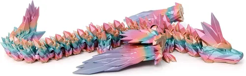Vista 5 de Dragón Impreso en 3D - Dragón Volador de 18 Pulgadas con Alas, Juguete Fidget de Cristal Articulado XL con Alas, Decoración del Hogar, Regalo
