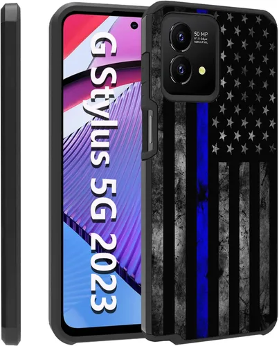 Vista 9 de Funda para Moto G Stylus 5G 2023, resistente 2 en 1 de doble capa híbrida de policarbonato duro y silicona suave a prueba de golpes, funda