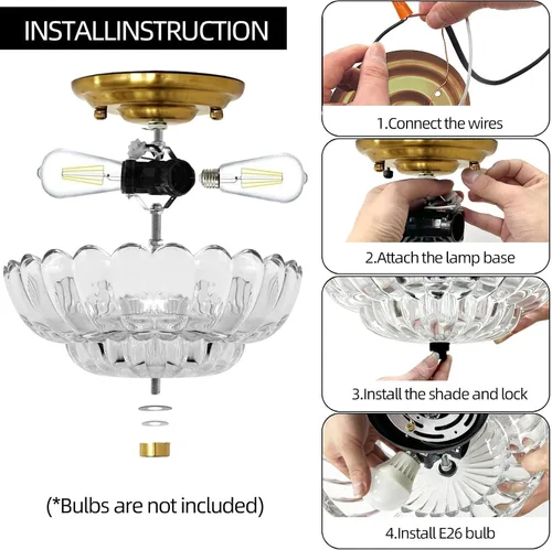 Vista 4 de Luces de techo semiempotradas, luz de vidrio blanco, base dorada, lámpara moderna para pasillo, sala de estar, cocina, dormitorio, 3 bombillas