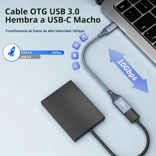 Vista 2 de Paquete de 2 adaptadores USB C a USB USB hembra a USB C macho OTG - Transferencia de datos SuperSpeed de 10 Gbps para MacBook Pro/iPad Air, iPhone
