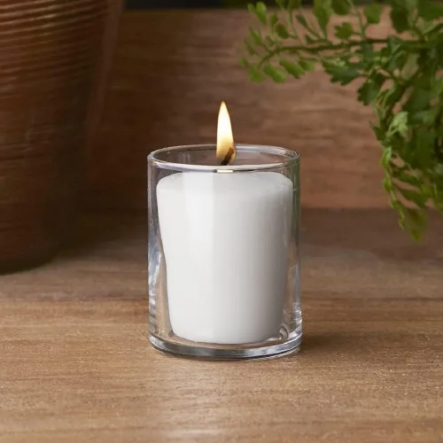 Vista 2 de Root Candles Velas votivas perfumadas, mezcla de cera de abeja, votivas hechas a mano de 20 horas, 18 unidades, madera de cedro japonés Madera