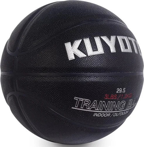 Vista 2 de KUYOTQ 3LBS/3.3LBS/2.2LBS Weighted Heavy Training Basketball 29.5/28.5" in and Outdoor Improving Handling Dribbling Passing Rebounding Skill Negro