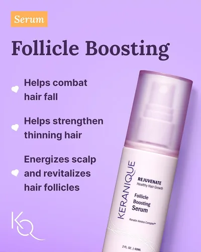 Vista 5 de Keranique Set de productos para el cabello adelgazante – Champú voluminizador, acondicionador, suero de refuerzo de folículos, spray para impulso