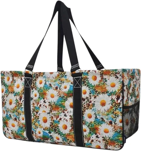 Vista 41 de NGIL Bolsa de comestibles reutilizable extra grande plegable de gran tamaño para comestibles, almacenamiento, picnic, playa, Estampado de vaca