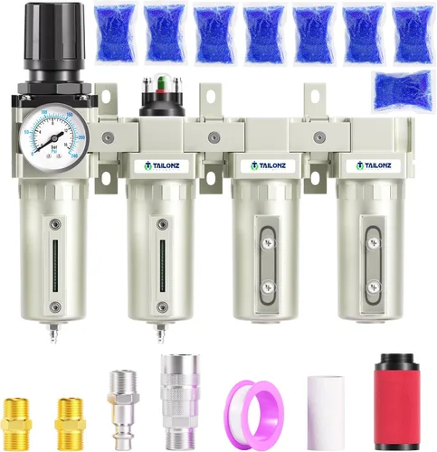 Vista 11 de TAILONZ PNEUMATIC 0-240PSI Sistema de secado de aire industrial de tres etapas grado NPT de 1/2 pulgada, filtro de partículas, filtro coalescente