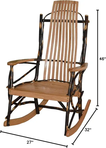 Vista 3 de Mecedora grande de 9 láminas de roble teñido natural y nogal Amish Natural Finish