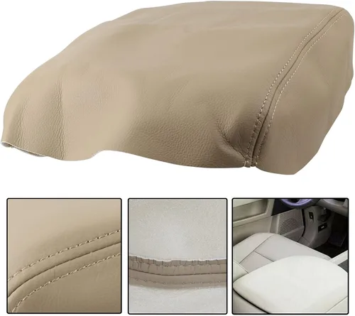 Vista 2 de AUTOKAY Funda de cuero para tapa de consola central con apoyabrazos para Honda Pilot 2009-2015 - Beige Tan