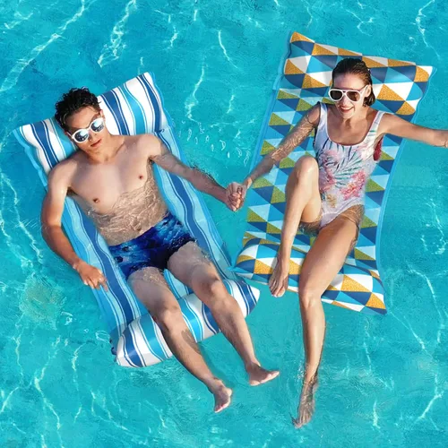 Vista 7 de Jasonwell Hamaca de agua inflable para piscina - Flotadores de piscina de tela, hamaca inflable para piscina, flotadores 4 en 1