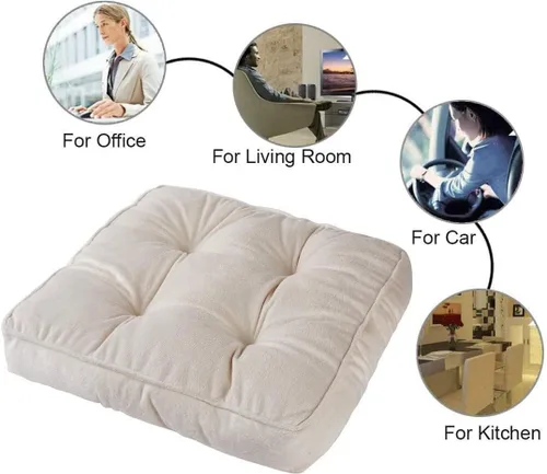 Vista 3 de Big Hippo Almohadillas cuadradas para silla con lazos, almohadillas de asiento suaves y gruesas para oficina, hogar o automóvil, 17 x 17 pulgadas