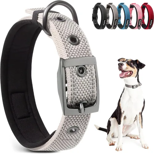 Vista 20 de PetiFine Collares para perros pequeños, collar acolchado de neopreno, collares reflectantes resistentes para mascotas con hebilla de cinturón