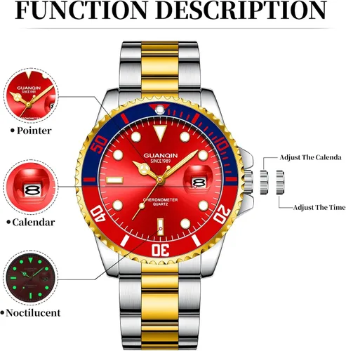 Vista 3 de CROWNQIN Reloj de pulsera de cuarzo con cronógrafo impermeable para hombre