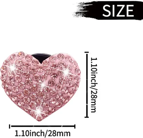 Vista 5 de 8 clips de ventilación con forma de corazón brillante, ambientadores de aire de corazón de cristal, clip de ventilación de diamantes de imitación