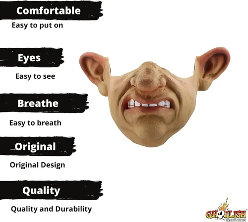Vista 3 de Ghoulish Productions Máscara de látex de hombre viejo gruñón, accesorio de Halloween para adultos, Beige