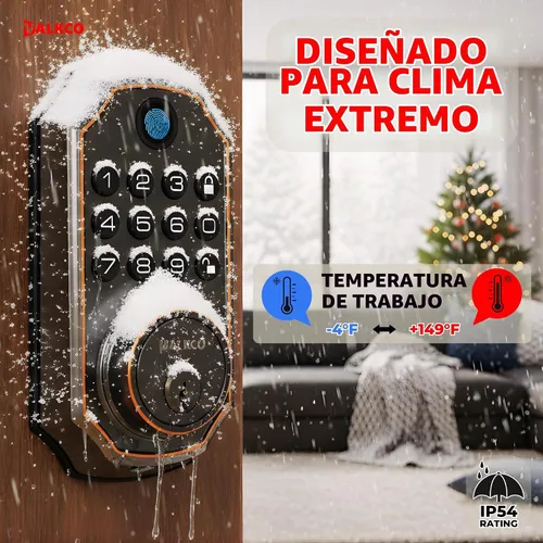 Vista 5 de VALKCO Cerradura de puerta inteligente V5O5BF, cerradura de puerta de entrada sin llave con teclado y control de aplicación Bluetooth, cerrojo