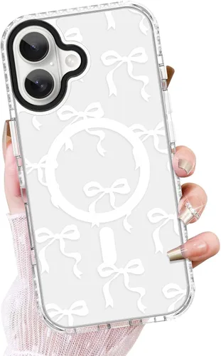 Vista 41 de OOK Funda magnética transparente para iPhone 17, lindo encaje floral negro Encaje Negro Floral