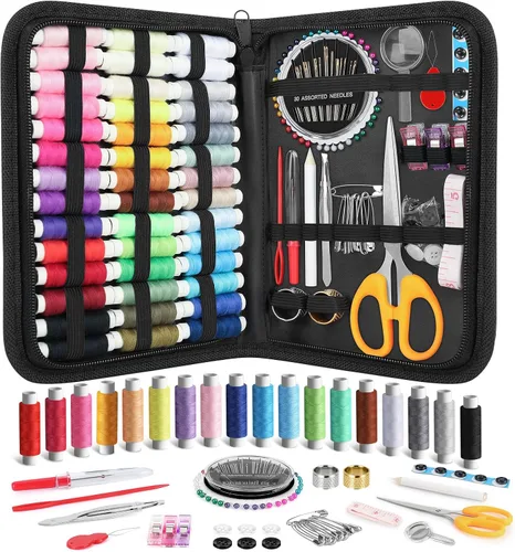 Vista 16 de Coquimbo - Kit de costura para adultos, niños, principiantes, viajeros, suministros de costura portátiles, contiene cinta métrica suave, tijeras