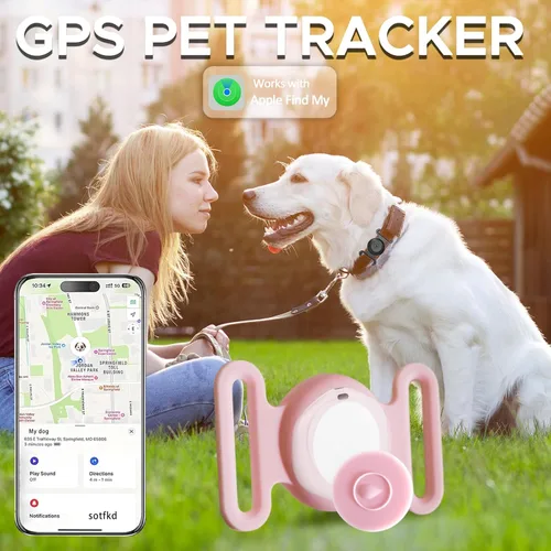 Vista 2 de Rastreador GPS para perros, mini rastreador GPS para mascotas con cubierta de silicona, IPX8 impermeable para niños, sin tarifa mensual, funciona