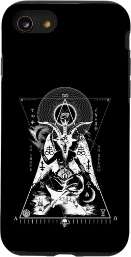 Vista 18 de iPhone 16 BAPHOMET - Como arriba y abajo - Funda de geometría sagrada oculta