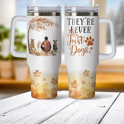 Vista 3 de Gossby Vaso personalizado de 40 onzas con asa y tapa, regalo personalizado para papá para hombres con diseño, nombre, vaso aislado de acero Hombre