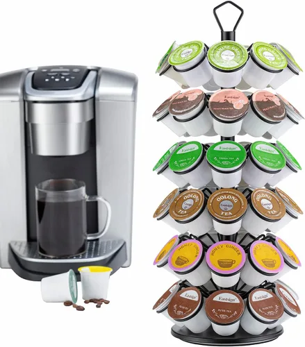 Vista 8 de K-Cup - Almacenamiento de cápsulas de café, soporte para cápsulas de carrusel, almacenamiento para cápsulas K (27 cápsulas-3 niveles)