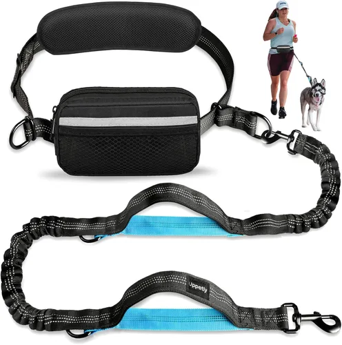Vista 9 de Uppetly Correa de correr para perros manos libres con cinturón de cintura, cuerda elástica de doble asa retráctil para perros pequeños y medianos