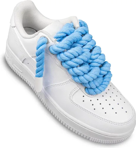 Vista 3 de Endoto Cordones de cuerda para Air Force 1, agujetas gruesas y voluminosas para zapatos deportivos AF Azul bebé