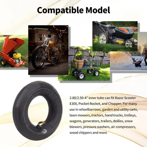 Vista 5 de TIANYAN Tubo interior de neumático 2.80-4 2.50-4 apto para camiones de mano, carrito utilitario, cortacésped, carretillas, carros, scooters Razor