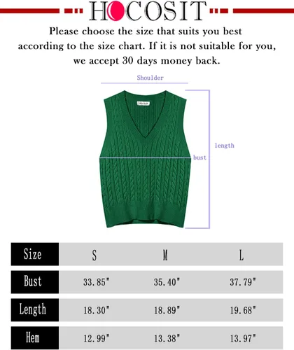 Vista 6 de HOCOSIT Chaleco de punto con cuello en V para mujer, estilo preppy a cuadros, sin mangas, suéter corto