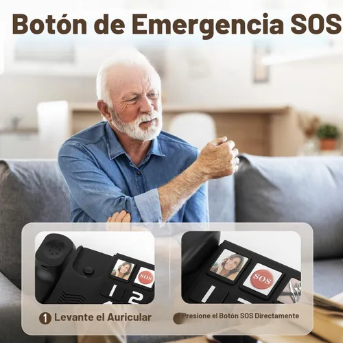 Vista 4 de Teléfono de botón grande para personas mayores con SOS y 2 botones
