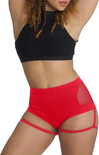 Vista 4 de BZB Pantalones cortos para mujer con ligas, cintura alta, entrenamiento, baile, yoga, pantalones deportivos con levantamiento de glúteos