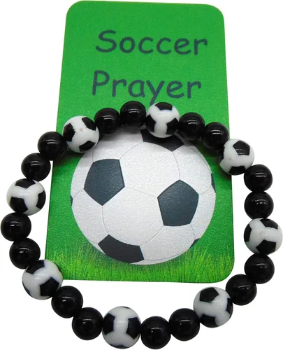 Vista 7 de Pulsera de fútbol con cuentas elásticas para jugadores deportivos, accesorio de moda para hombres o mujeres, Plástico, No es una piedra preciosa
