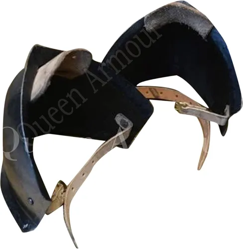 Vista 2 de Queen Armour Rodilleras medievales Century Armadura de rodilla Spartan Roman Casco europeo Hervidor Hate Viking Máscara Barbuta Crusader Guantes