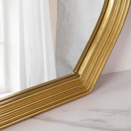 Vista 3 de SHYFOY Espejo de pared dorado antiguo, espejo decorativo asimétrico para decoración de pared, espejos ornamentados grandes irregulares para sala