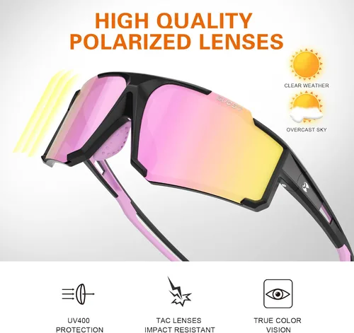 Vista 4 de suoso Gafas de sol deportivas de ciclismo para hombre: gafas de sol polarizadas ligeras con protección UV para jóvenes, béisbol, softbol, correr