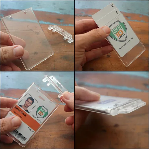 Vista 3 de Specialist ID - Funda de plástico duro para tarjeta de identificación, vertical, cierre permanente