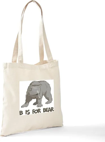 Vista 7 de CafePress B is for Bear Tote Bag Bolsa de asas de lona natural, bolsa de compras reutilizable