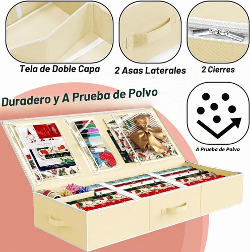 Vista 3 de Simple Houseware Organizador de papel de regalo de 41.5 pulgadas, se adapta Beige