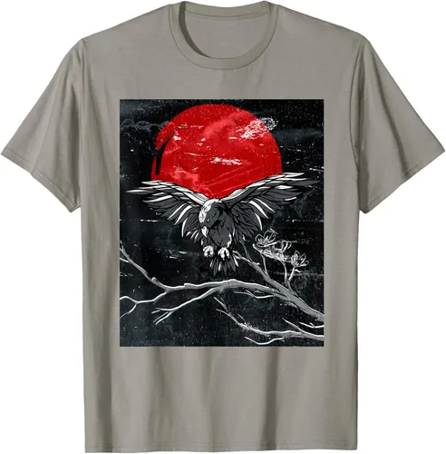 Vista 23 de Red Moon Raven - Camiseta japonesa de cuervo negro, Negro, S