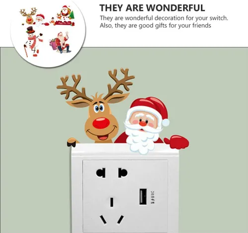 Vista 5 de ABOOFAN Adhesivo de pared extraíble con interruptor de luz de Navidad, 4