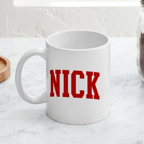 Vista 3 de CafePress NICK (rojo) Taza de café de cerámica de 11 oz (11.0 fl oz)