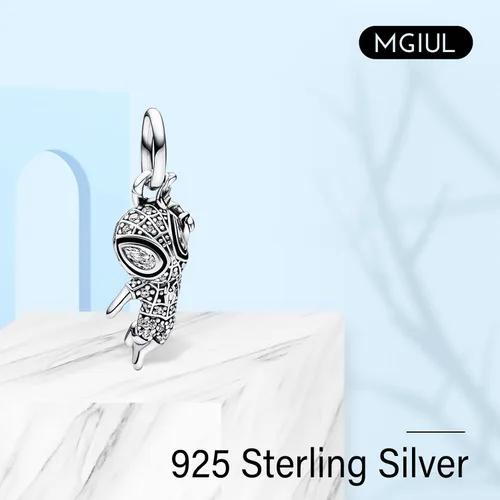 Vista 2 de Dijes colgantes de plata de ley 925 para pulseras, collares, paleta de artistas de fútbol y oro rosa, abalorios, regalo de joyería para mujeres