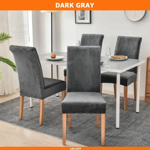 Vista 2 de Juego de 6 fundas de terciopelo para sillas de comedor, fundas elásticas suaves para sillas Parson, extraíbles y lavables, con elástico para un